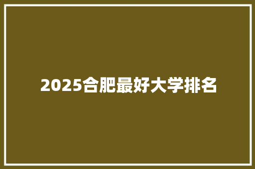 2025合肥最好大学排名 文秘写作