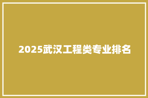 2025武汉工程类专业排名 策划方案