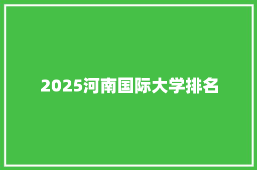 2025河南国际大学排名 文秘写作