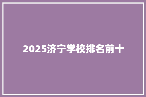 2025济宁学校排名前十 个人写作