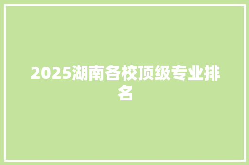 2025湖南各校顶级专业排名 计算机论文