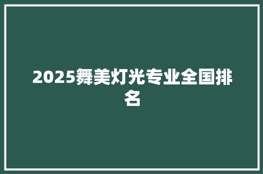 2025舞美灯光专业全国排名 英文简历