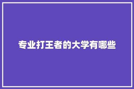 专业打王者的大学有哪些 简历