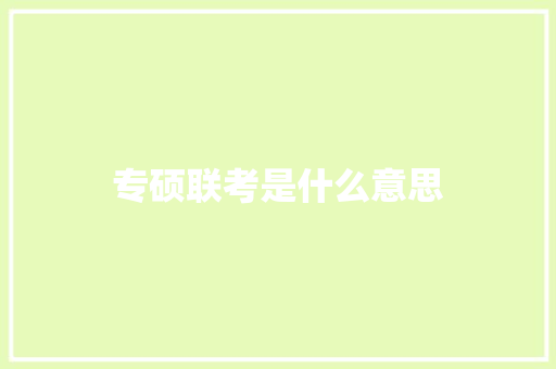 专硕联考是什么意思 个人写作