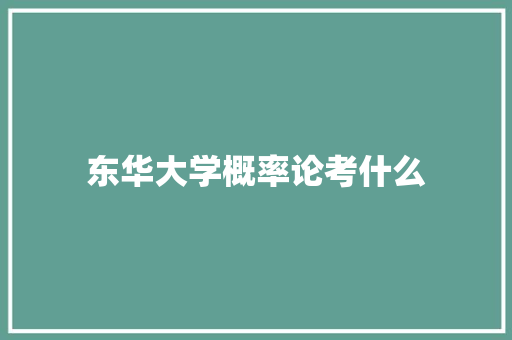 东华大学概率论考什么 个人写作