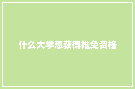 什么大学想获得推免资格 毕业设计