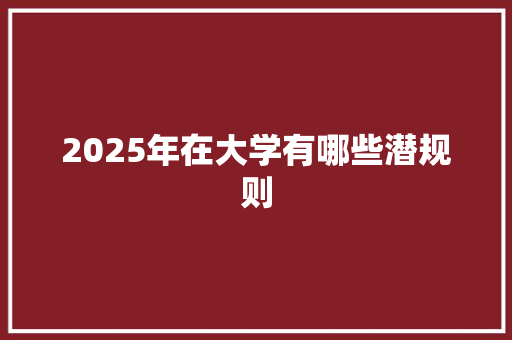 2025年在大学有哪些潜规则 简历