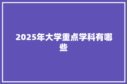 2025年大学重点学科有哪些 计算机论文