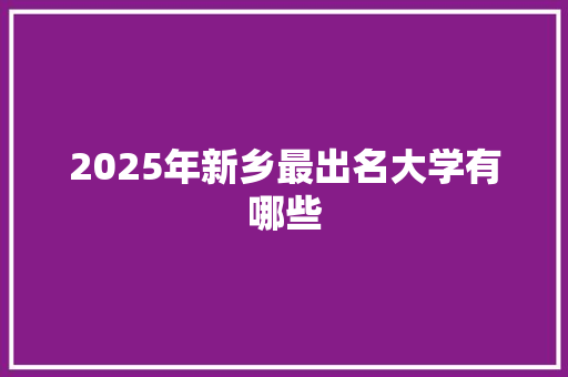 2025年新乡最出名大学有哪些 个人简历