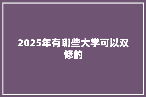 2025年有哪些大学可以双修的 毕业设计