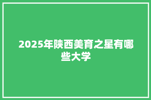 2025年陕西美育之星有哪些大学 毕业设计