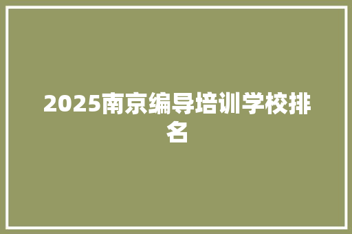 2025南京编导培训学校排名 论文