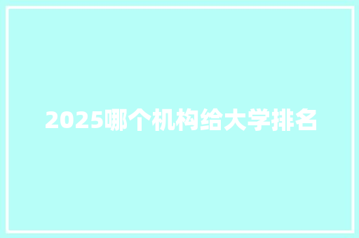 2025哪个机构给大学排名 办公写作