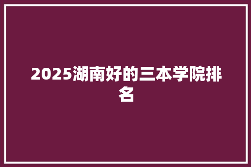 2025湖南好的三本学院排名 办公写作