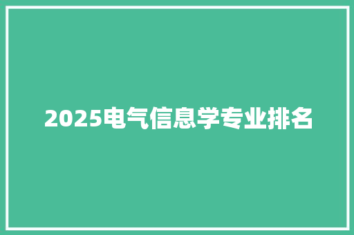 2025电气信息学专业排名 办公写作