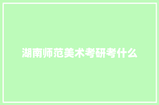 湖南师范美术考研考什么 英文简历