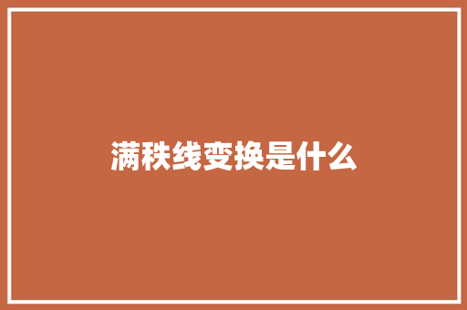 满秩线变换是什么 简历