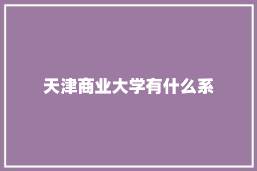 天津商业大学有什么系 论文