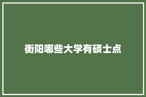 衡阳哪些大学有硕士点 公证书