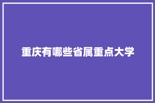 重庆有哪些省属重点大学 毕业设计