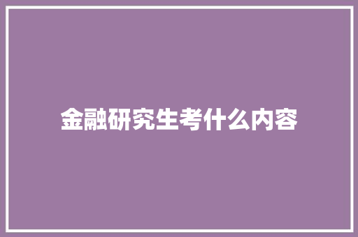 金融研究生考什么内容 论文