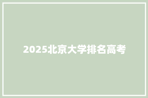 2025北京大学排名高考 计算机论文