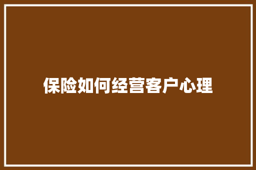 保险如何经营客户心理 承诺书