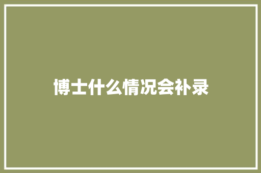 博士什么情况会补录 担保书