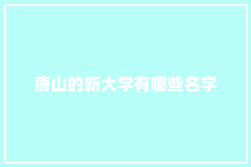 唐山的新大学有哪些名字 计算机论文