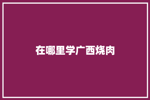 在哪里学广西烧肉 社会论文