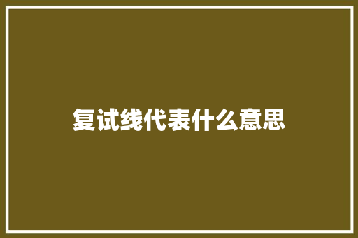 复试线代表什么意思 管理论文