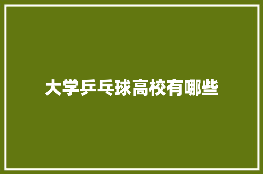 大学乒乓球高校有哪些 文秘写作