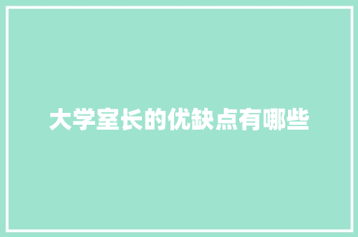 大学室长的优缺点有哪些 保证书