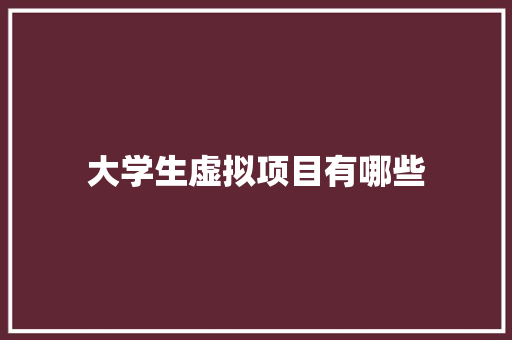 大学生虚拟项目有哪些 简历资料