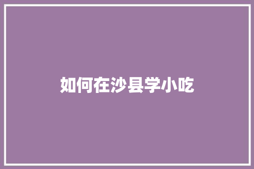 如何在沙县学小吃 简历