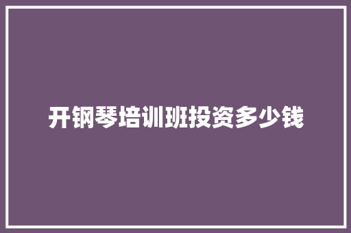 开钢琴培训班投资多少钱 计算机论文