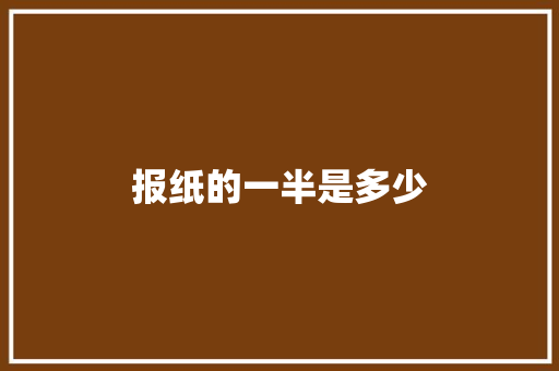 报纸的一半是多少 社会论文