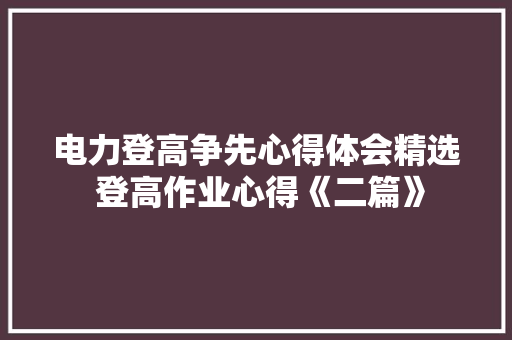 电力登高争先心得体会精选 登高作业心得《二篇》 担保书