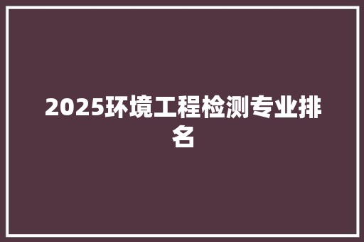 2025环境工程检测专业排名 办公写作