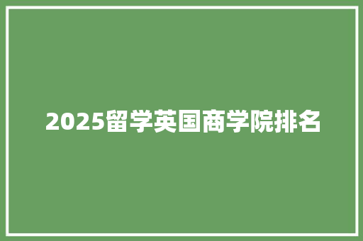 2025留学英国商学院排名 个人写作