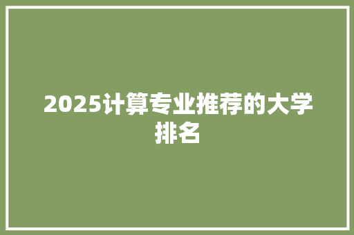 2025计算专业推荐的大学排名 策划方案