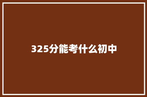 325分能考什么初中 毕业设计