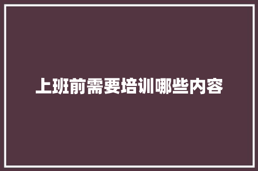 上班前需要培训哪些内容 面试技巧