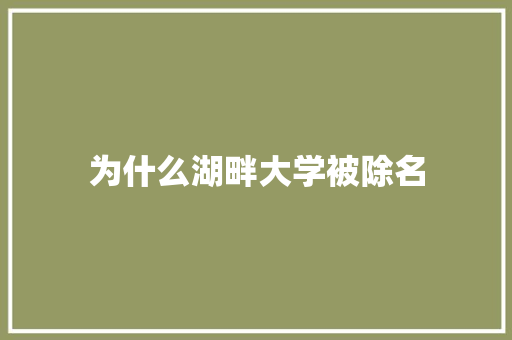 为什么湖畔大学被除名 表扬书