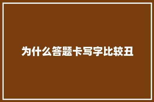 为什么答题卡写字比较丑 计算机论文