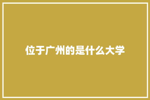 位于广州的是什么大学 教育论文