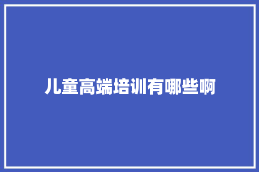 儿童高端培训有哪些啊 办公写作