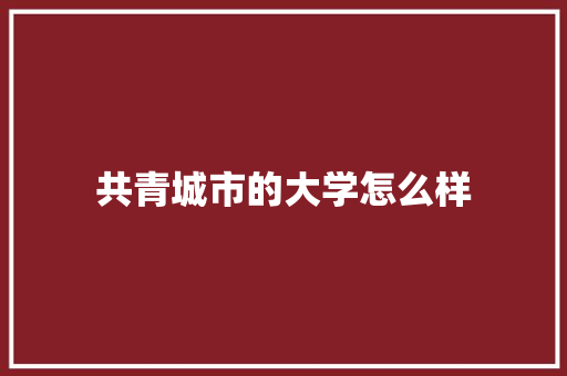 共青城市的大学怎么样 教育论文