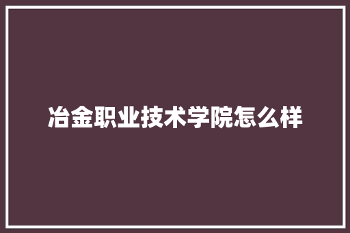 冶金职业技术学院怎么样 社会论文