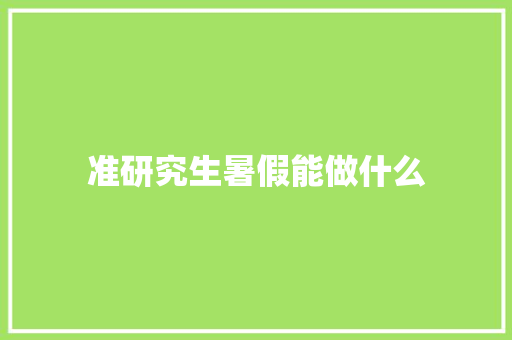 准研究生暑假能做什么 毕业设计